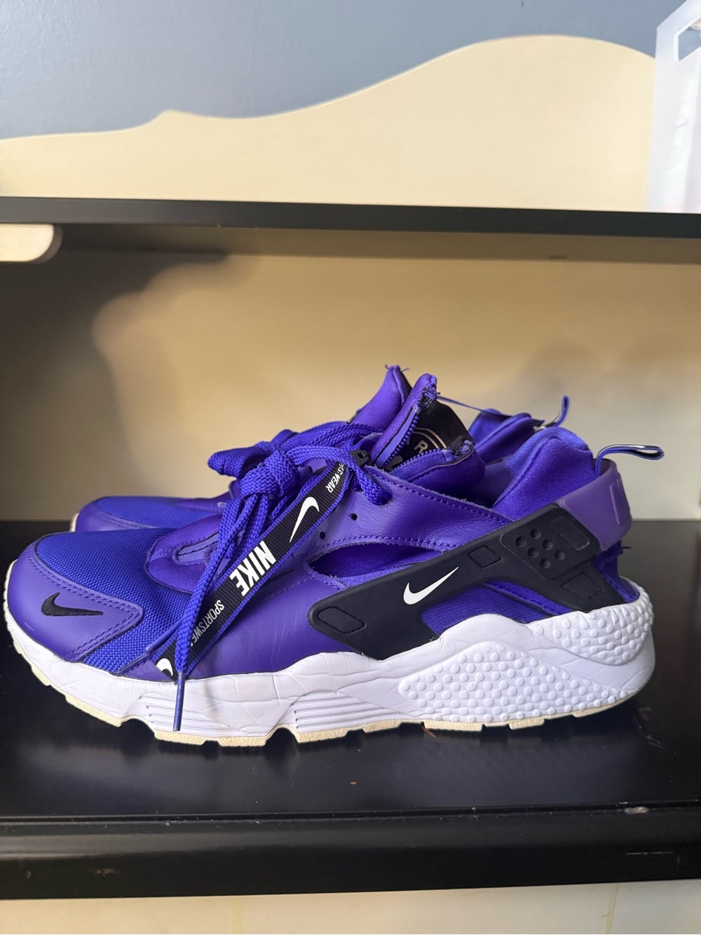 Nike Purple and Black Air Huarache-Style Men's Sneakers